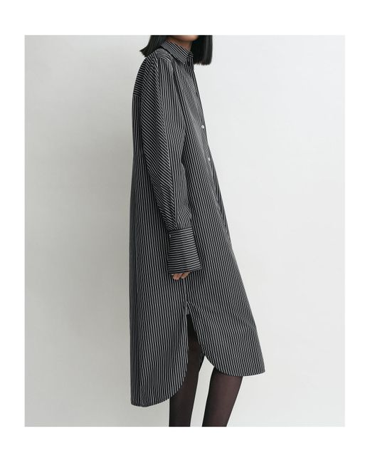 Totême Gray Totême Striped Long-Sleeved Shirt Dress