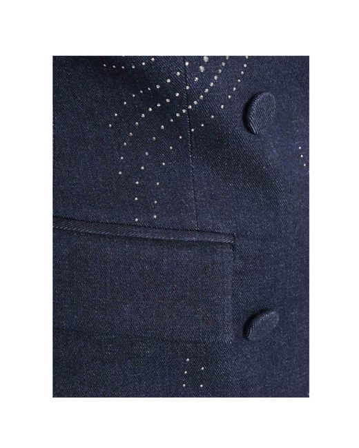 Dondup Blue Double Breasted Embellished Blazer