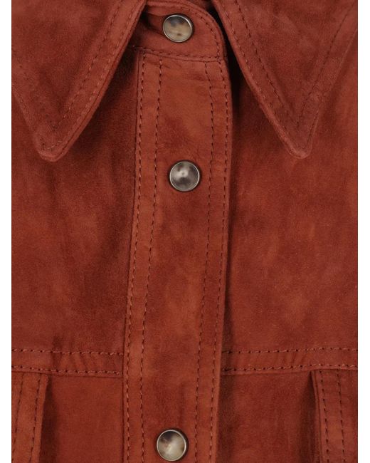 Brunello Cucinelli Brown Pocket Button Suede Jacket