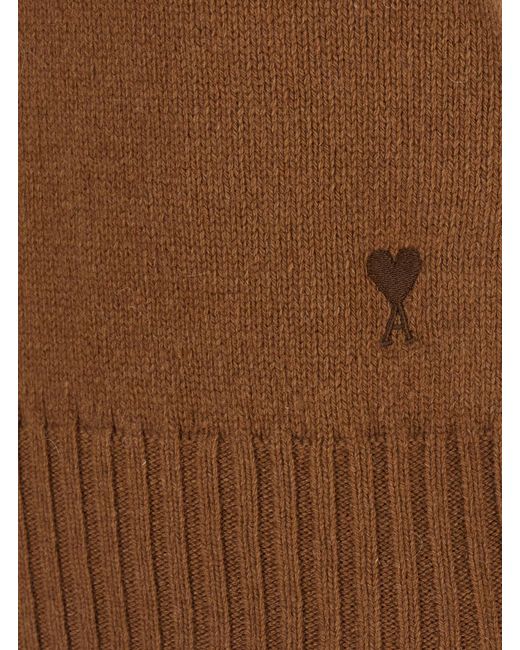 AMI Brown Ami De Coeur-Embroidered Sweater for men