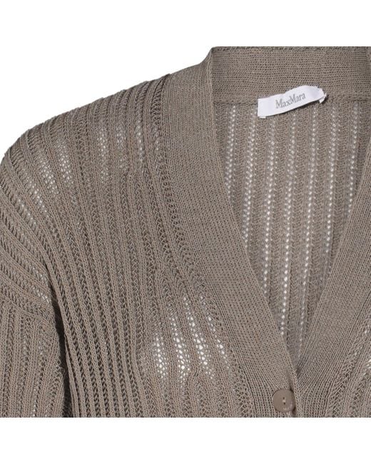 Max Mara Gray March V-Neck Button-Up Cardigan