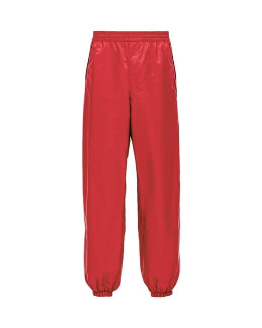Prada Red Re-Nylon Logo Plaque Track Pants for men