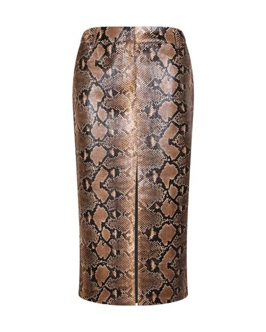 ERMANNO FIRENZE Brown Python-Print Skirt