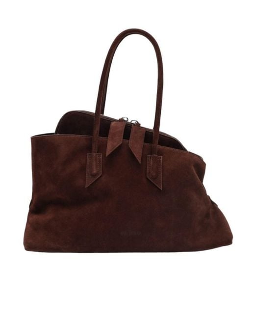 The Attico Brown The La Passeggiata M Suede Shoulder Bag