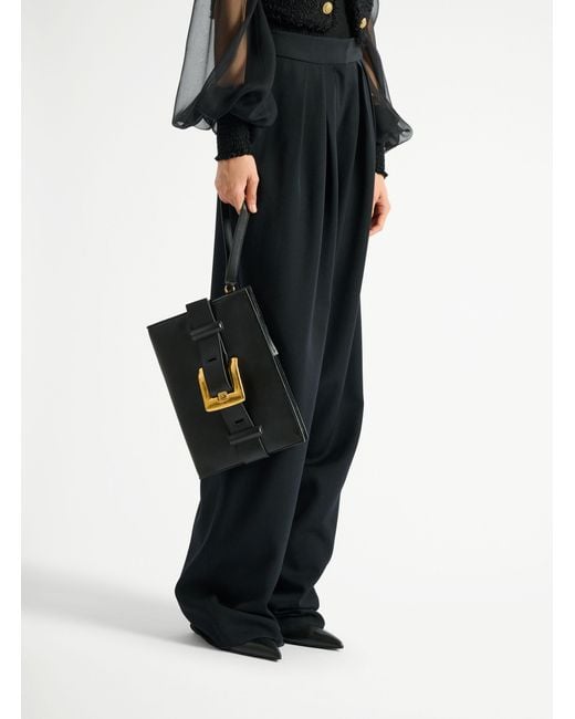 Balmain Black Anthem Buckle Wristlet Bag