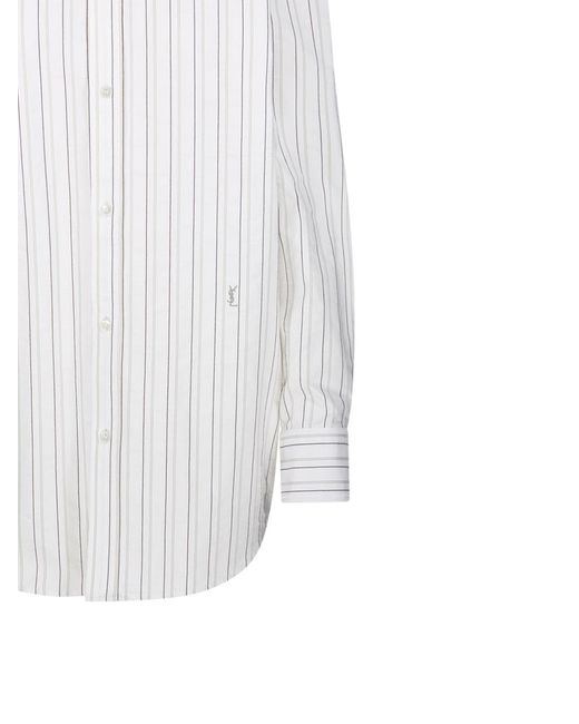 Saint Laurent White Striped Button-Up Shirt