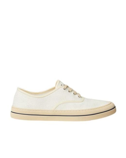 Loro Piana White Nantucket Walk Lace-Up Canvas Sneakers