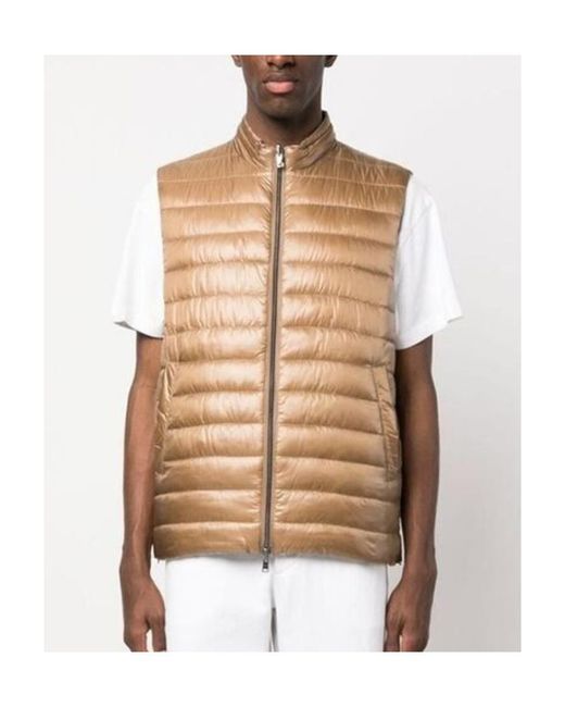 Herno Brown Lightweight Quilted Down Gilet for men