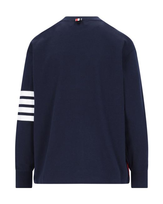 Thom Browne Blue Engineered 4-Bar Long Sleeve T-Shirt