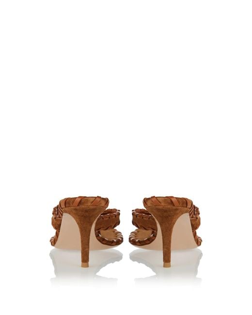 Gianvito Rossi Brown Braided Flip-Flop Heeled Sandals