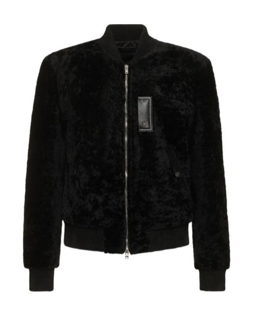 Amiri Black Wool Bomber Jacket With Zip Front for men