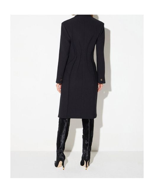 Elisabetta Franchi Black Tailored Asymmetric Coat