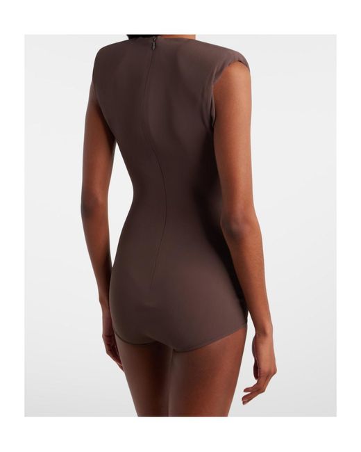 Mugler Brown Knitted Sleeveless Bodysuit
