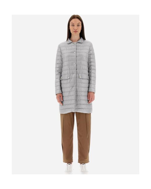Herno Gray Padded Button-Up Coat
