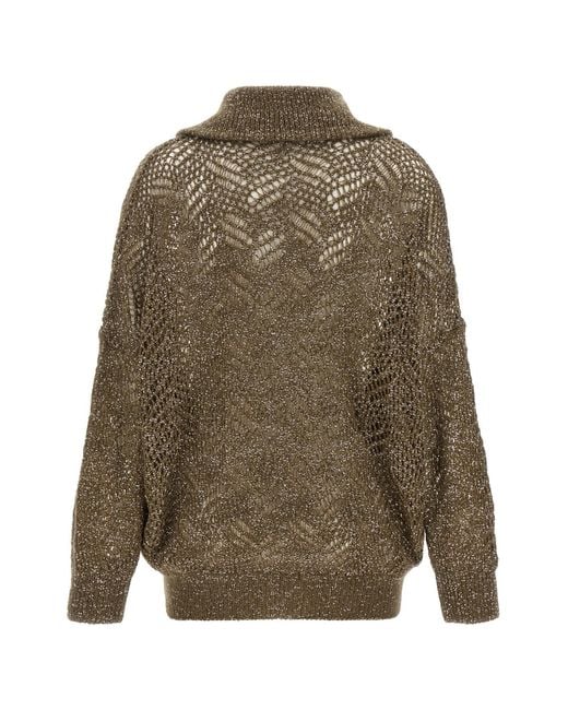 Brunello Cucinelli Green 'Dazzling Abstract Leaf' Cardigan