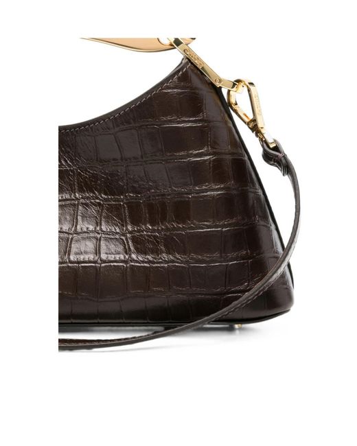 Elleme Brown Elleme Mini Boomerang Croc-Effect Leather Tote Bag