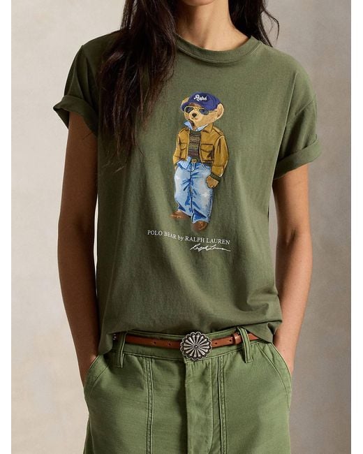 Polo Ralph Lauren Green T-Shirt With Cartoon Bear