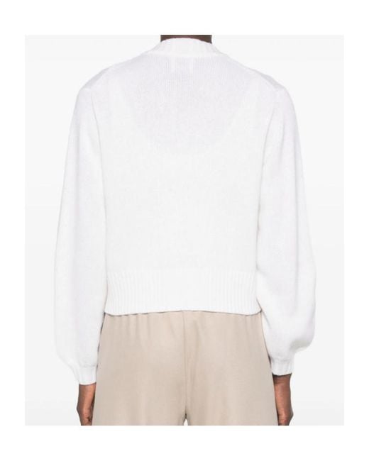 Allude White V-Neck Cardigan