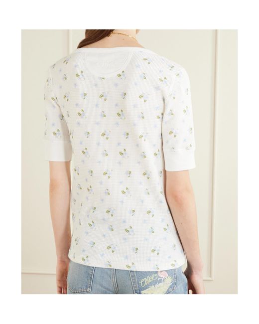Chloé White Floral-Print Waffle-Knit Cotton-Jersey T-Shirt