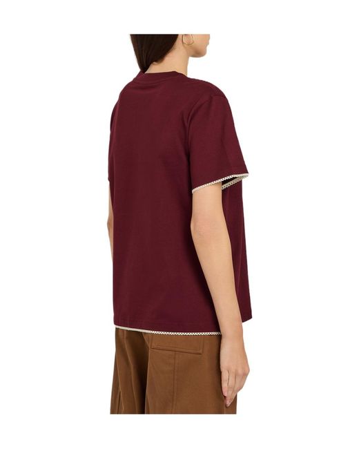Moncler Red Ruffled Round Neck T-Shirt