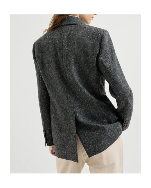 Brunello Cucinelli Gray Double-Breasted Blazer