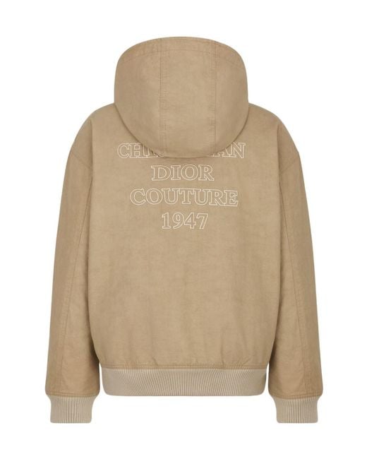 Dior Natural Homme Logo Embroidered Zip-Up Hoodie for men