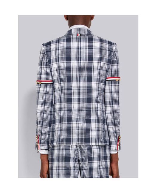 Thom Browne Blue Plaid Armband Suit Jacket for men