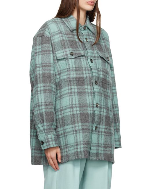 AMI Green Checked Buttoned-Up Overshirt for men