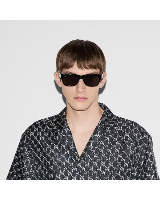 Gucci Metallic Rectangular Frame Sunglasses for men
