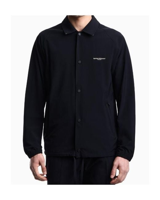 Emporio Armani Blue Logo-Embroidered Jacket for men