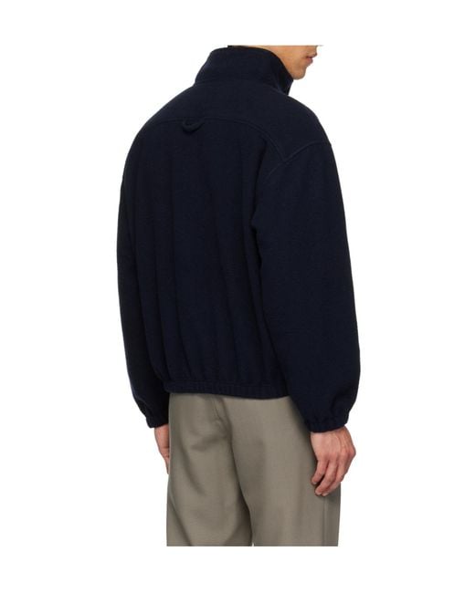 Rier Blue Half-Zip Fleece Sweatshirt for men
