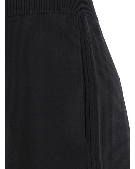 Totême Black Shorts With Ribbed Waist And Two Side Welt Pockets