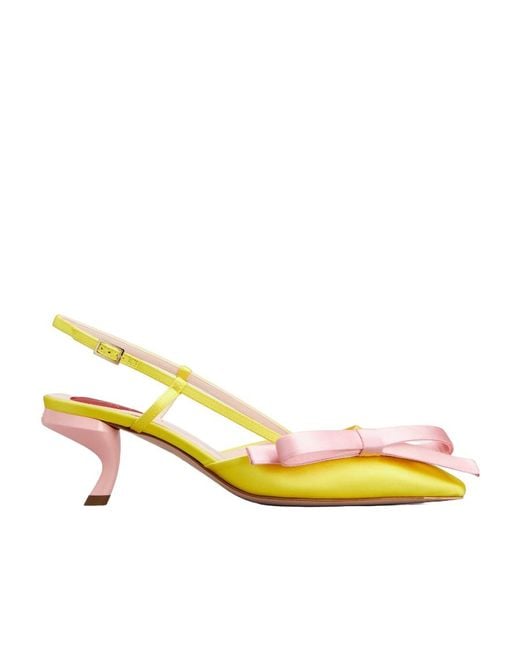 Roger Vivier Yellow Virgule Bow Slingback Pumps