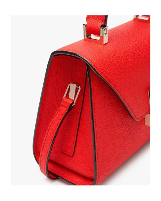 Valextra Red Iside Foldover Micro Crossbody Bag