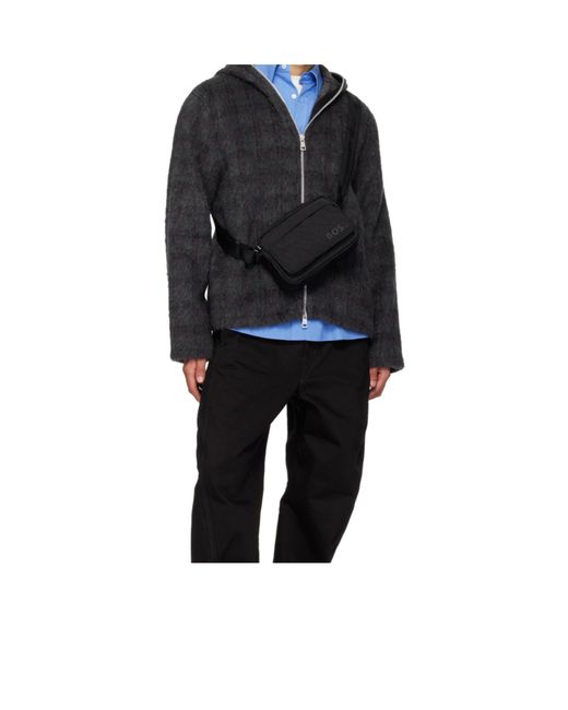 Boss Black Zippered Shoulder Bag for men
