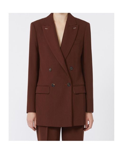 Max Mara Brown Double-Breasted Long-Sleeved Jacket