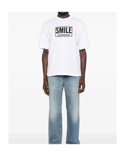DSquared² White Printed Loose Fit T-Shirt for men