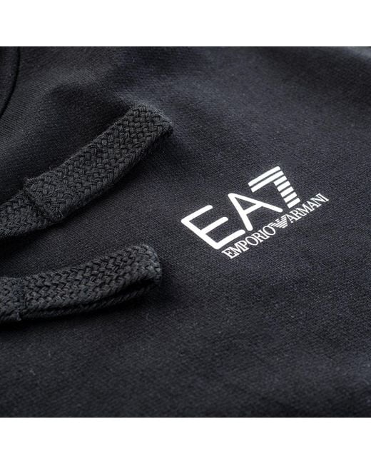 EA7 Blue Logo-Print Cotton Hoodie for men