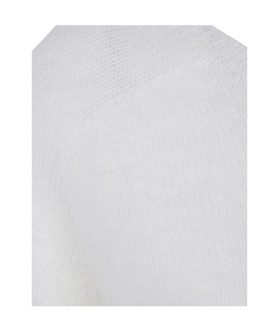 Nuur White Round-Neck Raglan-Sleeve Sweater
