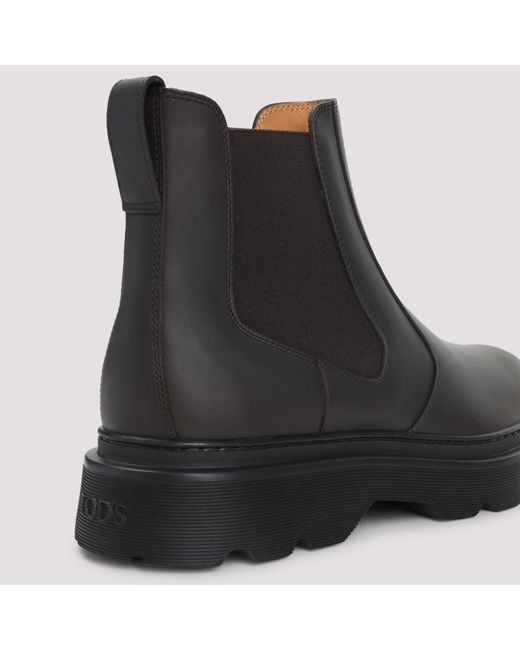 Tod's Black Round Toe Slip-On Ankle Boots for men