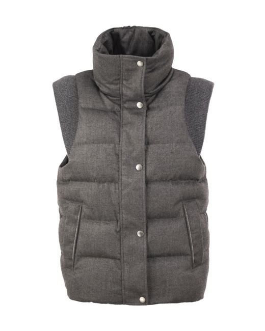 Peserico Gray High-Neck Down Vest