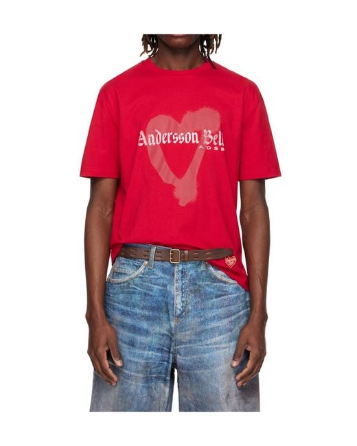 ANDERSSON BELL Red Heart-Shaped T-Shirt for men