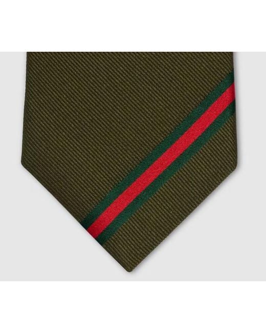 Gucci Green Web Silk Jacquard Tie for men