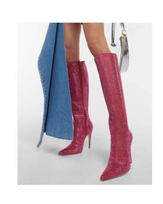 Magda Butrym Pink Embellished Leather Knee-High Boots