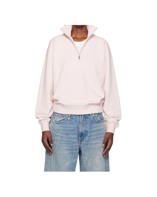 Maison Kitsuné White Maison Kitsuné Baby Fox Patch Half-Zip Sweatshirt