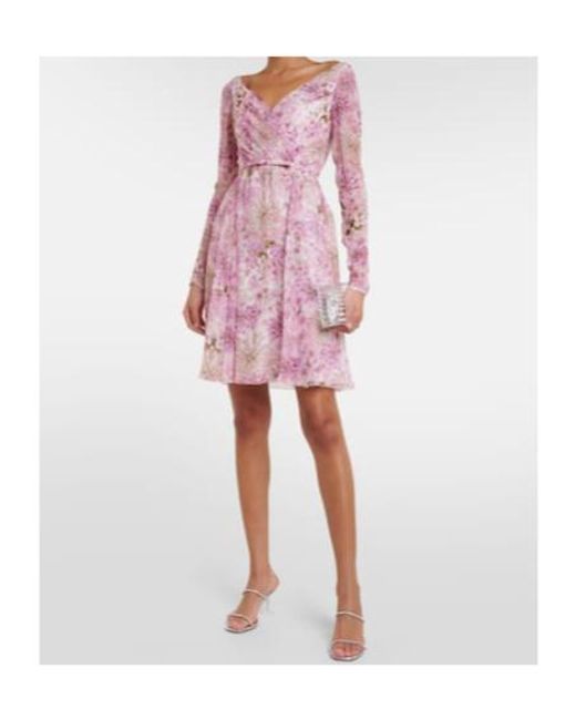 Giambattista Valli Pink Printed Silk Georgette Minidress