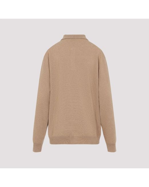Miu Miu Brown Long-Sleeved Knitted Polo Shirt