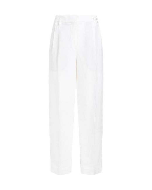 Brunello Cucinelli White High-Waist Cropped Trousers