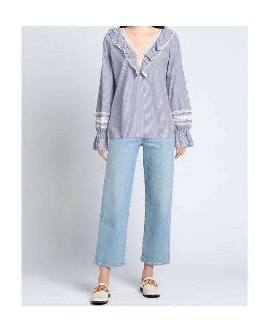 MAX&Co. Blue Pleated Top