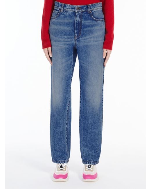 Weekend by Maxmara Blue Contrast-Stitch Straight Jeans